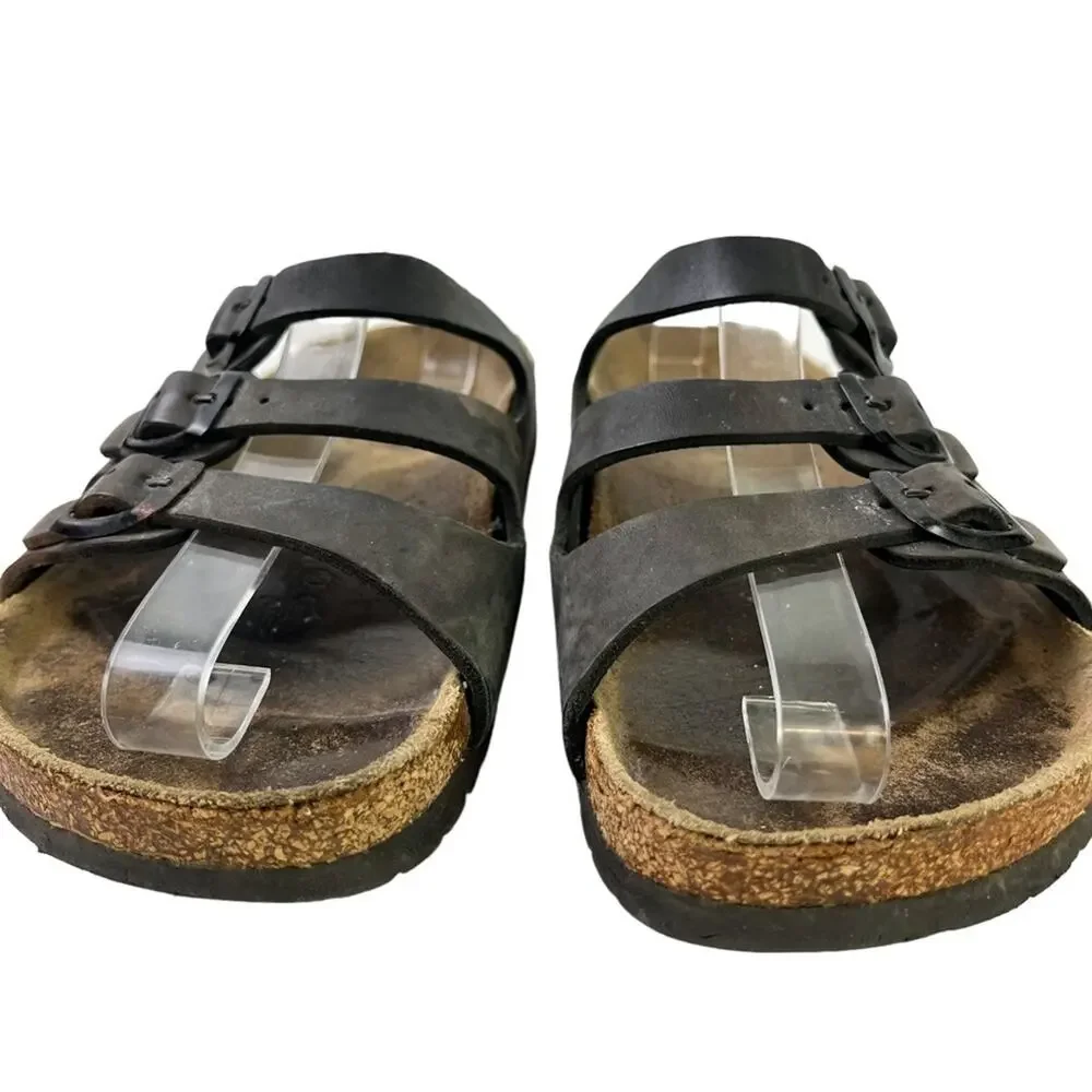 Birkenstock Florida Women's Black Genuine Leather Slides Sandals Shoes Flats  5